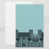 Blauwgroen Cityscape Stationery Paper Concrete Oer Briefpapier (Voorkant / Achterkant)
