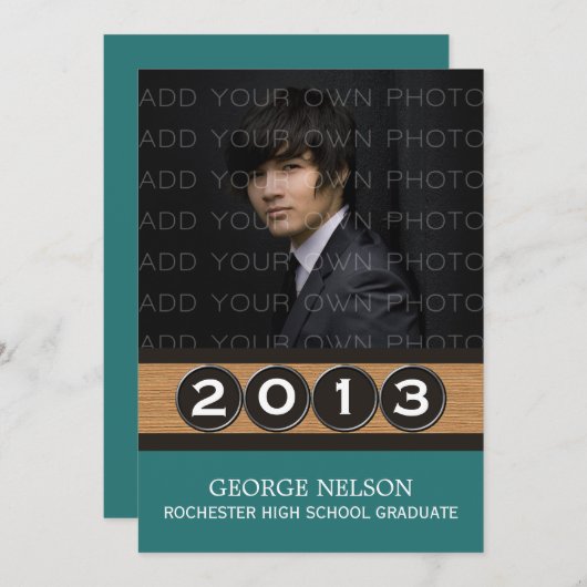 Blauwgroen Classy Keys Afstuderen Kaart (Voorkant / Achterkant)