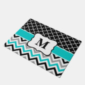 Blauwgroen Clover Chevron Monogram Deurmat (Schuin)