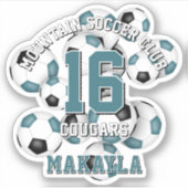 blauwgroen clusterteamnaam voor zwarte voetballen sticker (Voorkant)