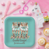 Blauwgroen Coastal Cowgirl Bruidsmeisjes Plein Bor Papieren Bordje (Feest)