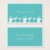 Blauwgroen cocktail bruiloft evenement aangepaste visitekaartje (Voorkant /achterkant)