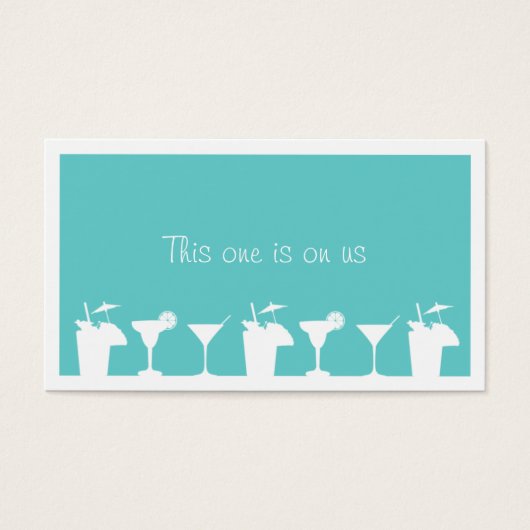 Blauwgroen cocktail bruiloft evenement aangepaste visitekaartje (Voorkant)