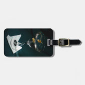 Blauwgroen cocktail martini bagagelabel (Voorkant horizontaal)