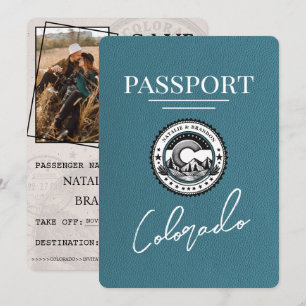 Blauwgroen Colorado Passport De datum opslaan Save The Date