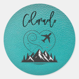 Blauwgroen Colorado Passport Ronde Sticker