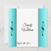 Blauwgroen Columns Wedding Uitnodiging (Achterkant)