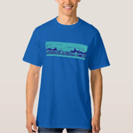 Blauwgroen Comic Style Chicago Design T-shirt