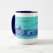 Blauwgroen Comic Style Chicago Mok (Voorkant links)