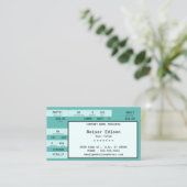 blauwgroen concertkaartje visitekaartje (Staand voorkant)