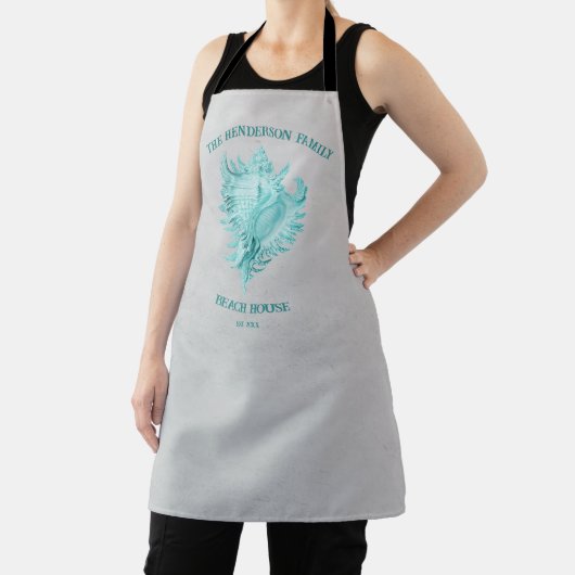 Blauwgroen Conch Shell Apron Schort (Insitu)