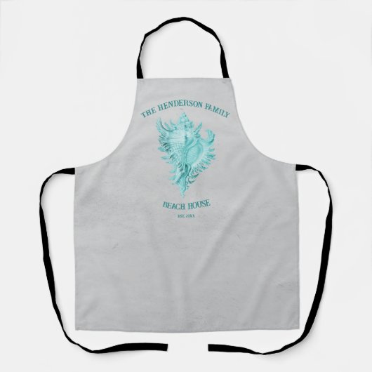 Blauwgroen Conch Shell Apron Schort (Voorkant)