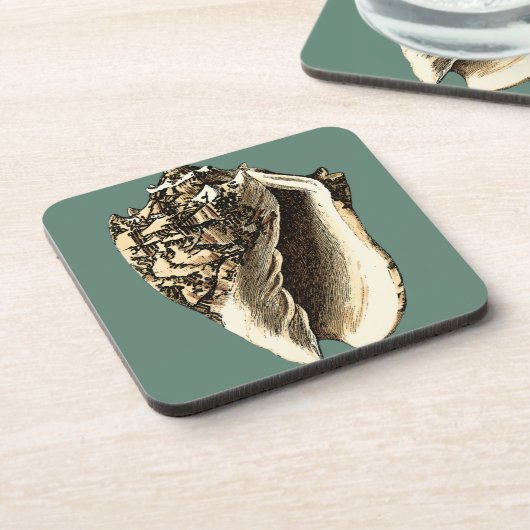 Blauwgroen Conch Shell Bier Onderzetter (Linkerzijde)