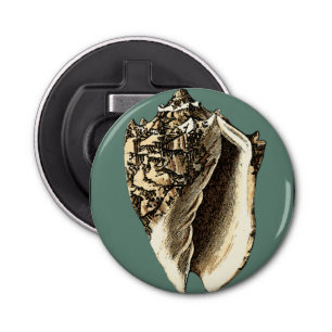 Blauwgroen Conch Shell Button Flesopener