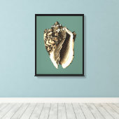 Blauwgroen Conch Shell Canvas Afdruk (Insitu (Houten vloer))