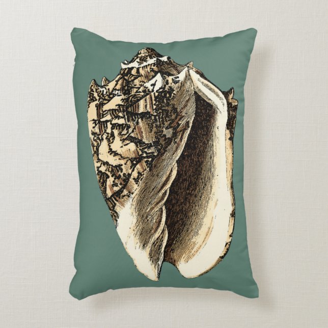 Blauwgroen Conch Shell Decoratief Kussen (Voorkant(Verticaal))