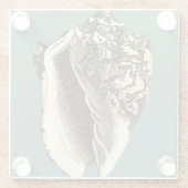 Blauwgroen Conch Shell Glazen Onderzetter (Achterkant)
