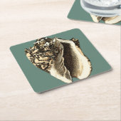 Blauwgroen Conch Shell Kartonnen Onderzetters (Schuin)