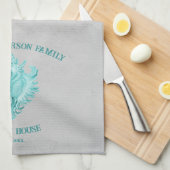 Blauwgroen Conch Shell Kitchen Towel Theedoek (Quarter Fold)