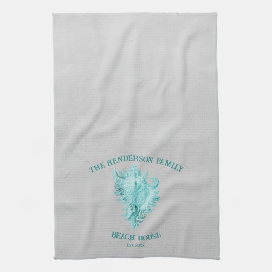 Blauwgroen Conch Shell Kitchen Towel Theedoek (Verticaal)