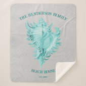 Blauwgroen Conch Shell Sherpa Blanket Deken (Voorkant)