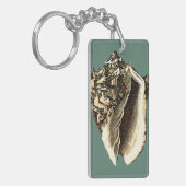 Blauwgroen Conch Shell Sleutelhanger (Voorkant Links)