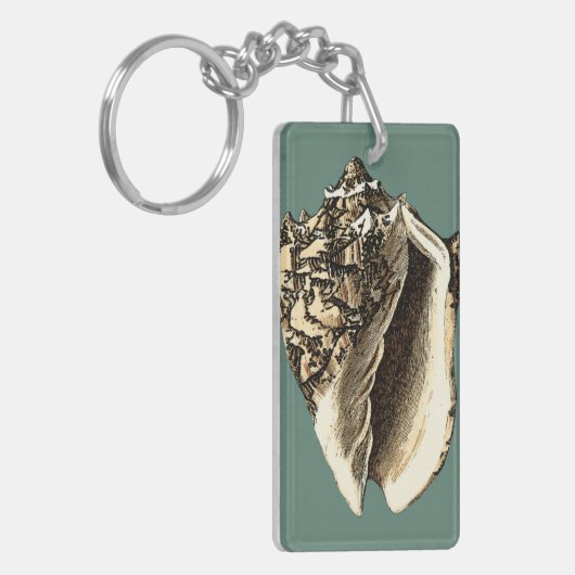 Blauwgroen Conch Shell Sleutelhanger (Voorkant Links)
