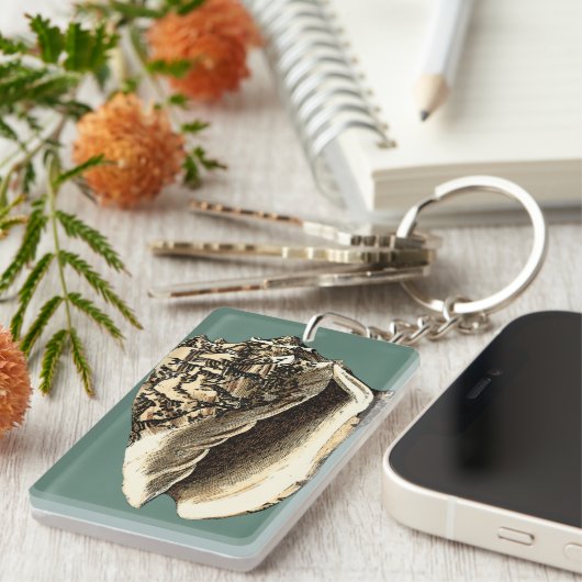 Blauwgroen Conch Shell Sleutelhanger (Voorkant Rechts)