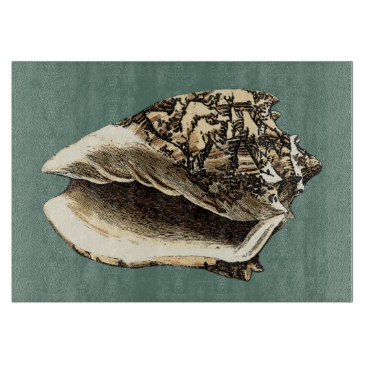 Blauwgroen Conch Shell Snijplank (Voorkant)