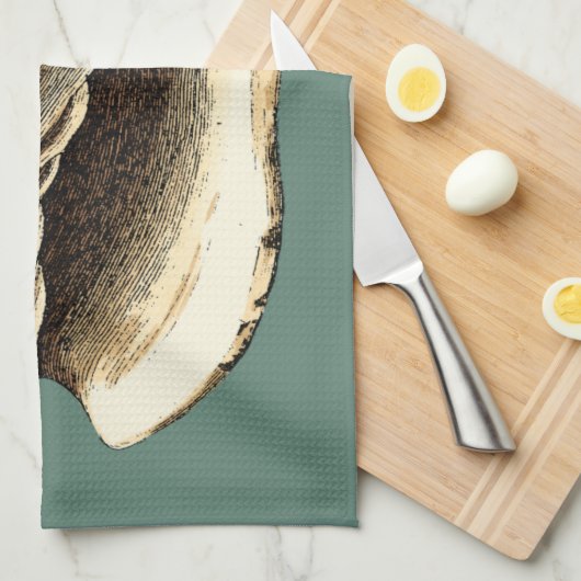 Blauwgroen Conch Shell Theedoek (Quarter Fold)