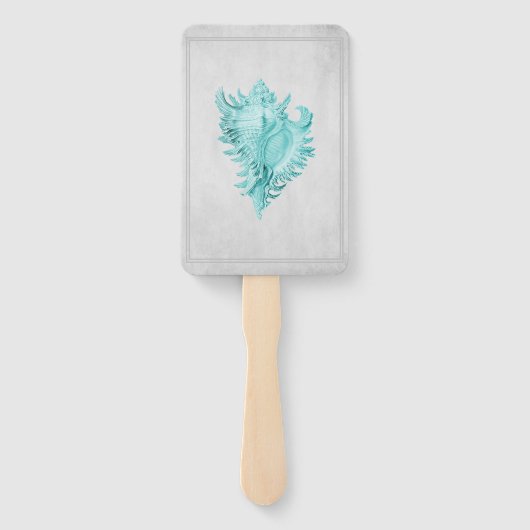 Blauwgroen conch Shell Wedding Hand Fans Handwaaier (Achterkant)