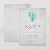 Blauwgroen conch Shell Wedding RSVP-Kaart RSVP Kaartje (Voorkant / Achterkant)