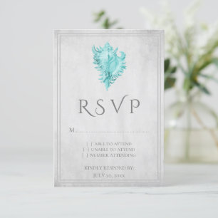 Blauwgroen conch Shell Wedding RSVP-Kaart RSVP Kaartje