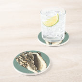 Blauwgroen Conch Shell Zandsteen Onderzetter (Zijkant)