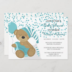 Blauwgroen Confetti Baby Beer Shower Kaart