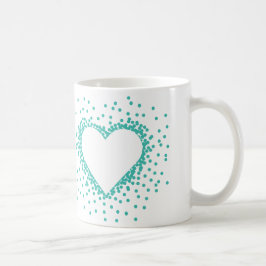 Blauwgroen Confetti Hart Mok