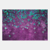 Blauwgroen Confetti op Paars Inpakpapier Vel (Voorkant 3)