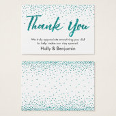Blauwgroen Confetti Script - Hartelijk dank voor d Visitekaartjes (Voorkant /achterkant)