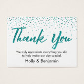 Blauwgroen Confetti Script - Hartelijk dank voor d Visitekaartjes (Voorkant)