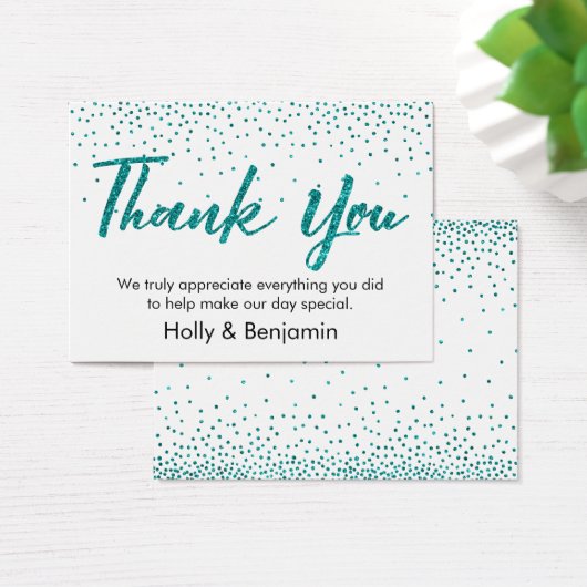 Blauwgroen Confetti Script - Hartelijk dank voor d Visitekaartjes (Bureau)