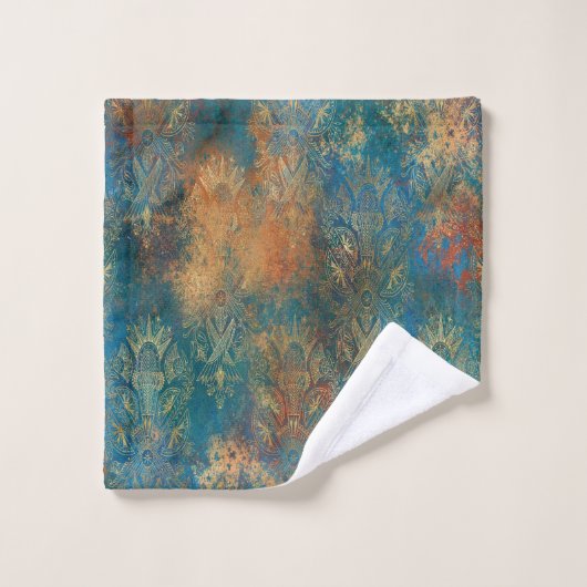 Blauwgroen Cooper Patina Bad Handdoek (Wasdoekje)