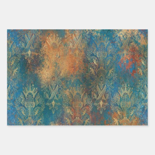 Blauwgroen Cooper Patina Inpakpapier Vel (Voorkant 2)