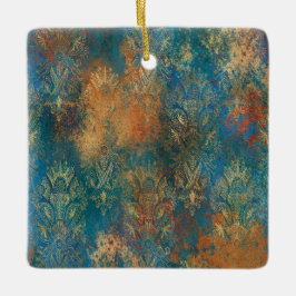 Blauwgroen Cooper Patina Keramisch Ornament