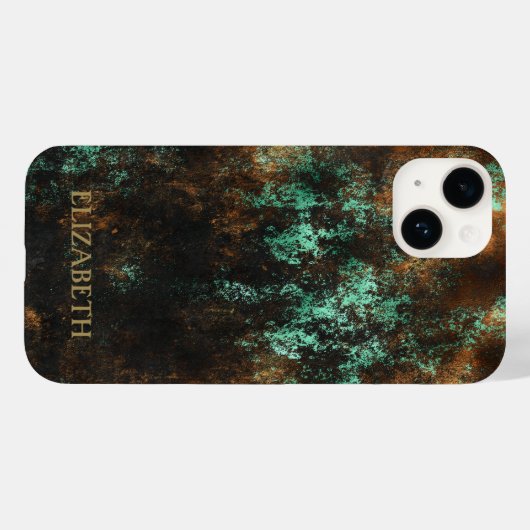 Blauwgroen Cooper Patina Metallic Case-Mate iPhone Case (Achterkant (horizontaal))