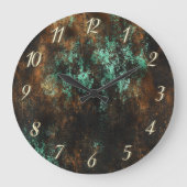 Blauwgroen Cooper Patina Metallic Grote Klok (Voorkant)