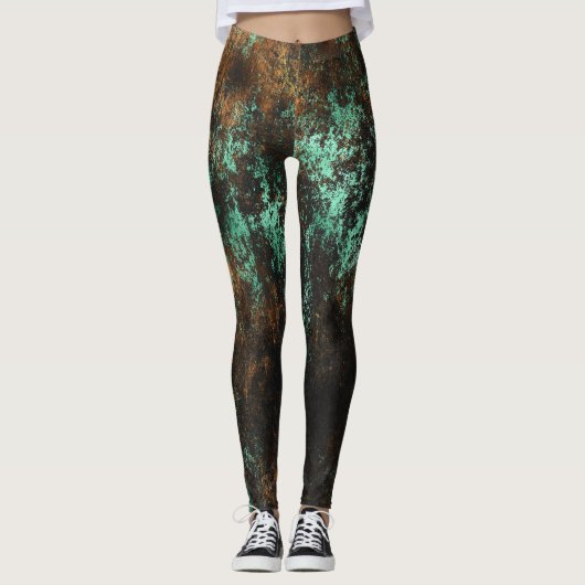 Blauwgroen Cooper Patina Metallic Leggings (Voorkant)