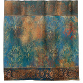Blauwgroen Cooper Patina Turquoise Douchegordijn (Voorkant)