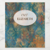 Blauwgroen Cooper Patina Wijn Etiket (Enkel label)