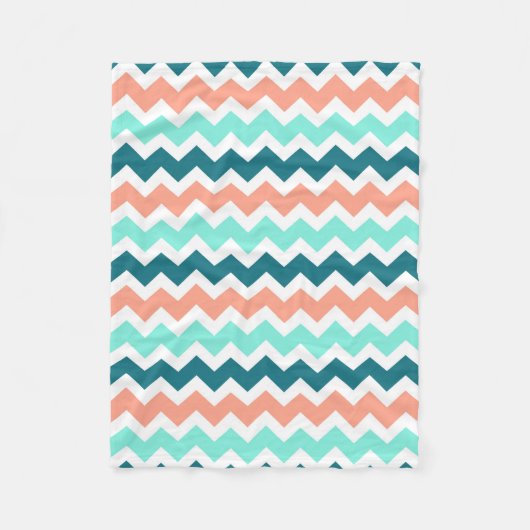 Blauwgroen Coral Blue Chevron Pattern Blanket Fleece Deken (Voorkant)