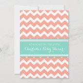 Blauwgroen Coral Chevron Custom Baby Shower-uitnod Kaart (Voorkant)
